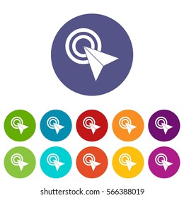 Click set icons in different colors isolated on white background