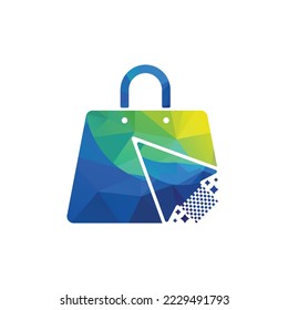 Click shop logo design vector. Shopping bag icon for online shop business logo.