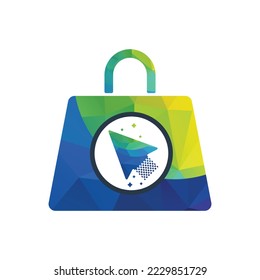 Klicken Sie auf Logo-Design-Vektorgrafik des Shops. Shopping-Sack-Symbol für das Online-Shop-Business-Logo.