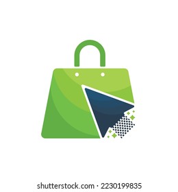 Click shop logo design vector. Shopping bag icon for online shop business logo.