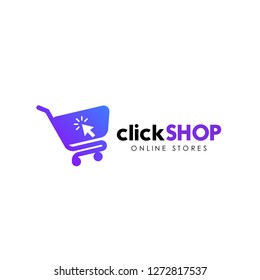 click shop logo icon design. online shop logo design template