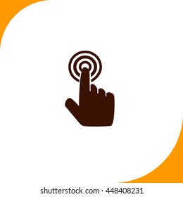 Click sign. Brown icon on white background