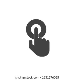 Click Sign. Touch Here Button. Widget. Door Bell Trigger Switch. Flat Minimalist Design. White Background Gray Black Vector. Product Brand Service Label Banner Board Display. App Icon.