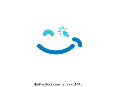 click smile logo combination. modern minimalist for happy shopping vector design