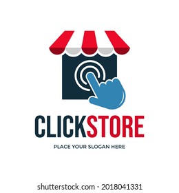 Click store vector logo template. This design use click finger and shop symbol. Suitable for business