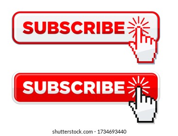 Click Subscribe Button By Cursor Hand Stock Vector (Royalty Free ...