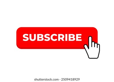 Click subscribe button with hand cursor. Vector illustration