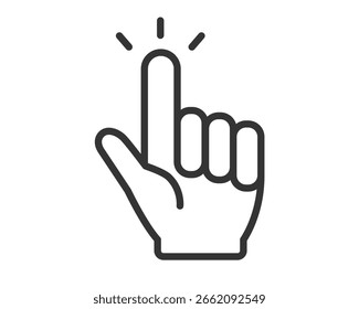 Click Tap Gesture Hand Icon – Line Art Pointer Vector