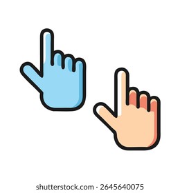 Click and Tap Hand Icons for User Interface
