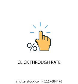 Click Through Rate concept 2 colored line icon. Simple yellow and blue element illustration. Click Through Rate concept outline symbol design from Social Media Marketing set.
