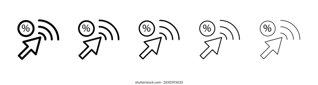 Click through rate icon graphic set. trendy stroke line style