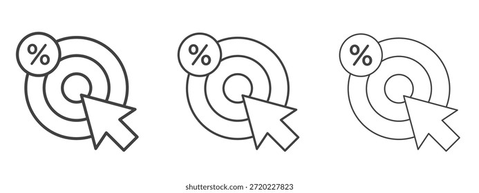 Click through rate icon in line art doodle style. Editable stroke outline sign, eps 10