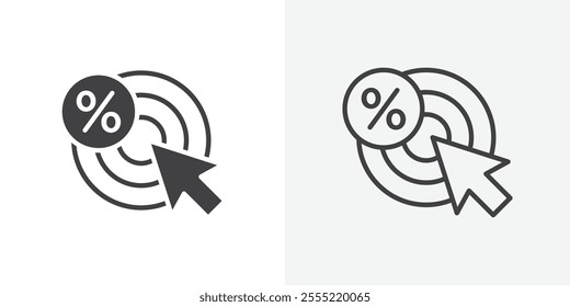 Click through rate icon. outlined vector style.