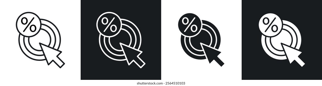 Click through rate icons collection in black filled and line style.