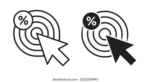 Click through rate icons in flat and line style set.