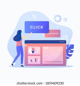 Click through rate illustration concept. Illustration for websites, landing pages, mobile applications, posters and banners.