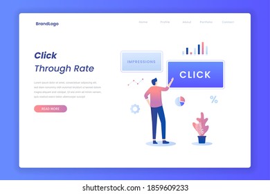 Click through rate illustration landing page. Illustration for websites, landing pages, mobile applications, posters and banners.