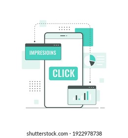 Haga clic en el concepto de ilustración de línea de velocidad. Ilustración de sitios web, páginas de aterrizaje, aplicaciones móviles, carteles y banners