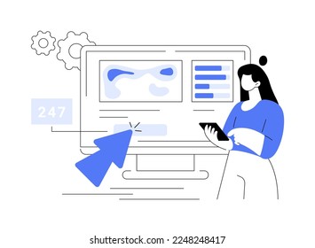 Click tracking abstract concept vector illustration. Clients behavior control, user-friendly ad, click tracking tool, action tracker, analytics software, engagement measurement abstract metaphor.