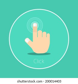 Click : Vector hand click icon flat design