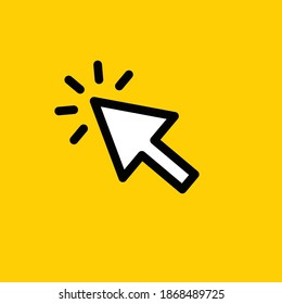 Click vector icon. Clicking arrow symbol, mouse pointer.