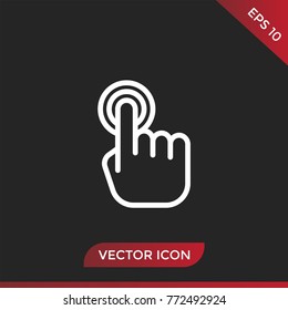 Click vector icon, cursor symbol. Hand pictogram, flat vector sign isolated on black background. Simple vector illustration for graphic and web design.