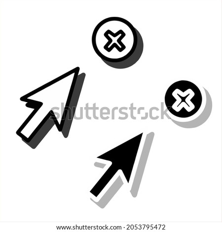 Click vector icon, cursor symbol with cancel or close sign. Cursor arrow icon and close, delete, remove symbol. Vector illustration
