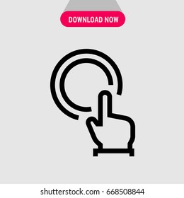 Click vector icon, Finger pointed to circle symbol. Simple, modern flat vector illustration for mobile app, website or desktop app  