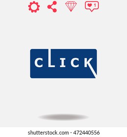 Click vector icon on grey background.