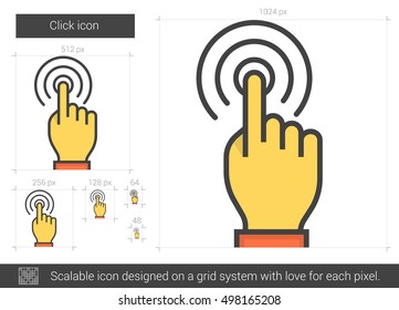 Click vector line icon isolated on white background. Click line icon for infographic, website or app. Scalable icon designed on a grid system.