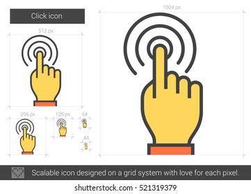 Click vector line icon isolated on white background. Click line icon for infographic, website or app. Scalable icon designed on a grid system.
