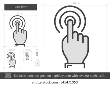 Click vector line icon isolated on white background. Click line icon for infographic, website or app. Scalable icon designed on a grid system.