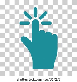 Click vector pictogram. Illustration style is flat iconic soft blue symbol on a transparent background.
