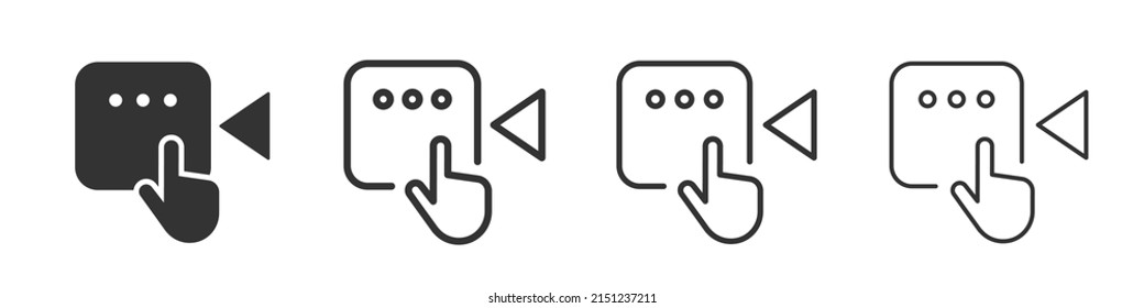 Click video icons collection in two different styles and different stroke. Vector illustration EPS10