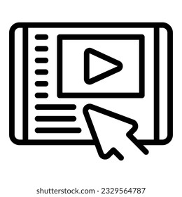 Click video tutorial icon outline vector. Computer online. Screen distance