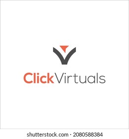 Click Virtual Logo Design. The combination of the click button and the letter V.