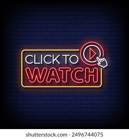click to watch neon sign vector with brick wall background
