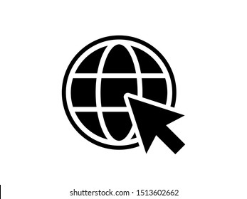 Click web vector icon. Cursor illustration. Earth icon. Globe vector illustration EPS10. Planet concept