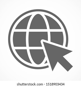 Click web vector icon. Cursor illustration. Earth icon. Globe vector illustration EPS10. Planet concept
