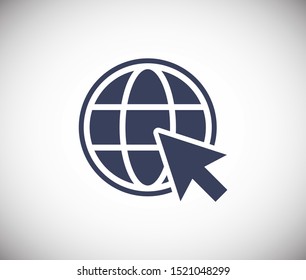 Click web vector icon. Cursor illustration. Earth icon. Globe vector illustration EPS10. Planet concept