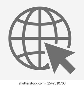 Click web vector icon. Cursor illustration. Earth icon. Globe vector illustration EPS10. Planet concept