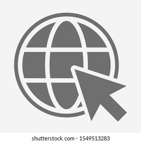 Click web vector icon. Cursor illustration. Earth icon. Globe vector illustration EPS10. Planet concept