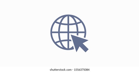 Click web vector icon. Cursor illustration. Earth icon. Globe vector illustration EPS10. Planet concept