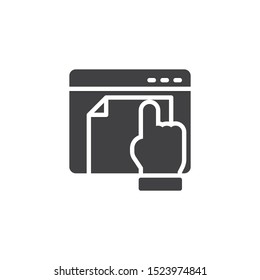 Click to website document file vector icon. filled flat sign for mobile concept and web design. E-learning glyph icon. Symbol, logo illustration. Vector graphics