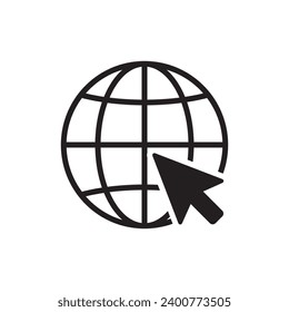 haga clic en el icono de Internet del sitio web aislado en fondo blanco