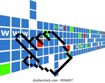 click www squares hand cursor - vector