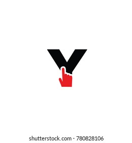click y font logo flat vector template