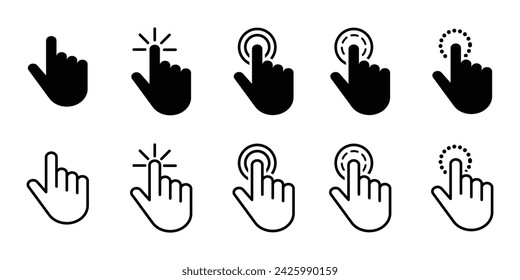 Clickable Cursor Icons: Pointer Mouse Cursor, Clicking Hand, Pointing Gestures