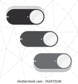 Clickable Device with One Button Making Orders and Blank Space for Logo Upper Lower and Front View Set - Grey Elements on Polygonal Dashed Lines Background - Vector Flat Graphic Design
