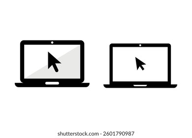 Clickable Laptop Icon Sets, laptop click icon, computer click symbol, clickable laptop icon, laptop pointer